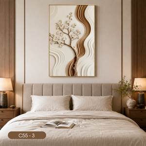 C55-3 Art mural moderne minimaliste en relief 3D, peinture à l'huile abstraite, impression sur tissu de soie, décoration intérieure, 100% peint à la main - Product Image 5