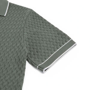 Chemise tissée pour homme de qualité supérieure OEM, à manches courtes, avec fermeture éclair, texture unie, coupe ajustée, décontractée, logo personnalisé - Product Image 4