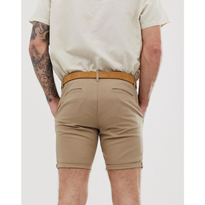 Shorts Bermuda Kaki pour Homme avec Ceinture et Poches, Taille Mi-Haute, Décontracté, en Tissu Oxford de Coton Respirant, Style Boutonné - Product Image 4