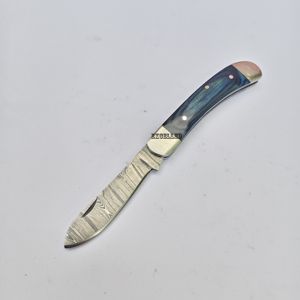 Cuchillo Plegable de Bolsillo de Acero de Damasco Personalizado con Funda de Cuero, Grado Industrial OEM, Garantía de 3 Años, Cuchillos al por Mayor para Regalo - Product Image 1