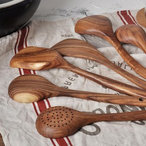 Juego de Utensilios de Cocina de Madera de Teca Hechos a Mano, 7 Piezas, Ecológicos - Product Image 2