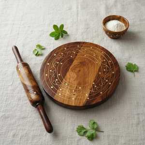 Handmade Wooden Chakla Belan <b>Rolling</b> Board and <b>Rolling</b> <b>Pin</b> Set - Product Image 6