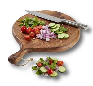 Tabla de Cortar Redonda Grande de Madera de Acacia Ecológica con Asa para Pizza, Tabla de Picar para Cocina, Venta al por Mayor - Product Image 1