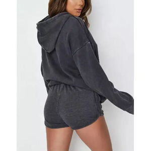 Women's 2 Piece <b>Set</b> Hoodie and Shorts Letter Print Digital Printed <b>Knitted</b> Cotton Regular Fit Casual Sportswear All Seasons Wear - Product Image 3