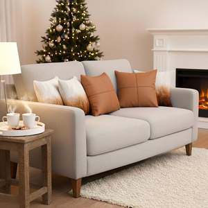 Ensemble de 5 housses de coussin modernes en terre cuite texturée SOGA Luxury, dégradé de fausse fourrure, pour la décoration de la maison, coussins de siège et oreillers - Product Image 6