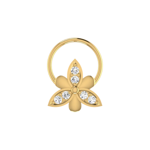 AJRETAIL 0.05 Carat Natural <b>Diamond</b> 14K Gold Flower Ethnic Women's <b>Nose</b> Pin-HI Color VS-SI Clarity - Product Image 1