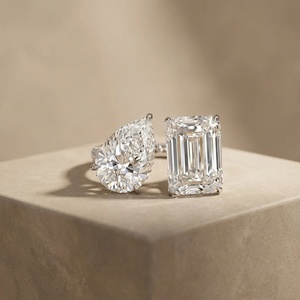 Anillo Toi Et Moi con perla y diamantes de corte redondo - Oro de 9k, 14k, 18k - Product Image 1