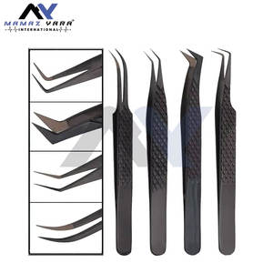 Pinces à cils en fibre avec pointe diamantée, pinces à cils russes de précision noires au plasma, ensemble personnalisé de 4 pièces - Product Image 3