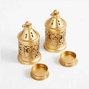 Lanterne en laiton avec motif découpé pour la décoration de la maison, porte-bougie résistant à la chaleur, lampe en métal - Product Image 2