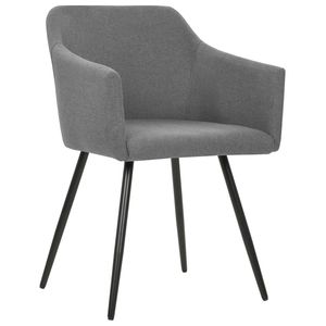 Juego de 4 Sillas de Comedor Gris Claro, Tela 100% Poliéster con Estructura Metálica - Product Image 2