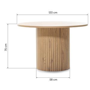 Mesa de Comedor Redonda de Madera Maciza de Lujo Moderno con Base de Listones, Mesa Circular Minimalista Nórdica para Cocina y Sala de Estar - Product Image 6