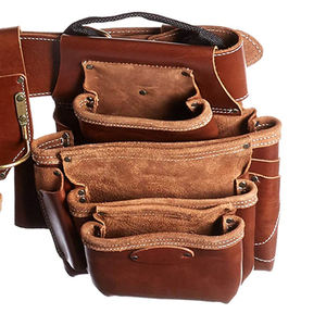 Cinturón de Herramientas de Cuero Marrón, Bolsa de Cintura Ajustable, Organizador de Trabajo para Carpintero, para Construcción - Product Image 2