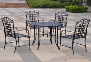 High Quality Wrought Iron Outdoor Dining <b>Table</b> Chair Set Garden Patio <b>Balcony</b> Furniture Elegant Durable Modern Style - Product Image 3