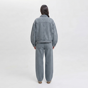 Custom Denim 2-Piece Jeans <b>Jacket</b> and Pants Set Wash Fashion Jeans Logo <b>Jacket</b> Pants Autumn Denim Sets Manufacturer - Product Image 2