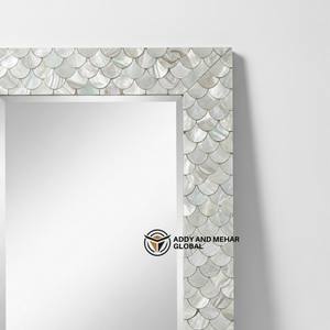 Miroir mural décoratif en mosaïque de coquillages de luxe, fait main, style Art Déco, éco-responsable, en MDF, pour la maison et l'hôtel - Product Image 2