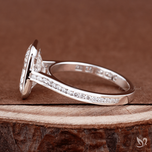 <b>Statement</b> engagement <b>ring</b> 3.00ct radiant cut lab grown diamond bold bezel set luxury wedding <b>ring</b> in 10k white gold - Product Image 3