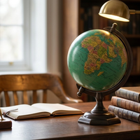 Globe de bureau exécutif haut de gamme avec carte du monde détaillée |   Globe éducatif en aluminium et plastique pour table d'étude et décoration intérieure