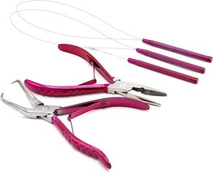 THT Wears Stainless Steel Hair Extension Storage Bag I-Link Micro Ring <b>Loop</b> Needle Pulling <b>Hook</b> Set Model THT BK 2529 Wig <b>Tape</b> - Product Image 1