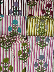 Nouveau design multicolore en gros, tissu indien 100 % coton imprimé à la main par sérigraphie florale pour la décoration intérieure, sacs, bio - Product Image 2