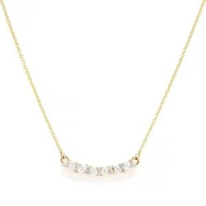 14K Solid Gold Diamond Bar Chain Necklace-VVS2 VS1 IGI Certified Natural Diamond Rose & White Gold Wedding Charm Pendant - Product Image 2