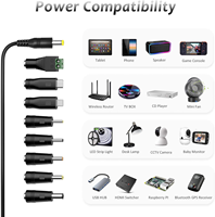 Alimentation 5V 2A, adaptateur secteur AC-DC 5V avec 8 prises DC pour appareils électroniques 5V tels que tablettes, téléphones, hubs USB et caméras CCTV