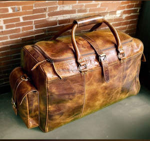 Venta caliente de alta capacidad de cuero Duffel Weekender bolsas de viaje equipaje de viaje para hombres con cuero de vaca de grano completo - Product Image 2