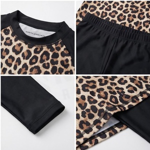 Robe de yoga à imprimé léopard, manches longues, col rond, taille haute, séchage rapide, spandex, polyester, vêtements de sport pour femmes, ensemble de vêtements de sport - Product Image 4