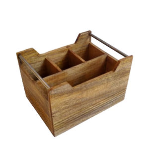 Organisateur de cuisine rustique en bois, porte-couverts portable, boîte de rangement à compartiments, porte-ustensiles pour table à manger - Product Image 6