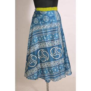 Lavinas Women's Handmade Floral Printed Silk Maxi Wrap Skirt Vintage Customized From Rajasthan Summer - Product Image 2