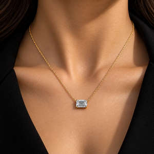 จี้เพชรทรงเอเมอรัลด์คัท เพชรเลี้ยงในห้องปฏิบัติการ ทองคำแท้ 14K DEF VVS รับรองโดย IGI สร้อยคอเพชรเม็ดเดี่ยวสำหรับวันครบรอบ เครื่องประดับชั้นดี - Product Image 2
