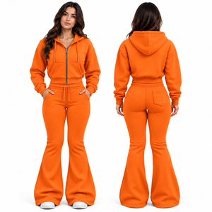 Nouvel Arrivage Ensemble de Survêtement en Polaire Épaisse Personnalisé pour Femme, Sweat à Capuche et Pantalon de Jogging, Vente en Gros, Ensemble 2 Pièces - Product Image 1