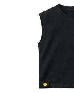 Ensemble décontracté d'été pour homme : débardeur noir sans manches et short jaune en coton, avec cordon de serrage contrastant, deux pièces tendance - Product Image 3