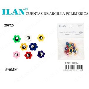 Perline in Argilla Polimerica Ilan 5x9mm con Motivo Tai Chi, Forma Piatta per Decorazione Abbigliamento - Product Image 3