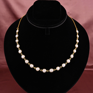 Collar de Cadena con Perlas Naturales de Agua Dulce |   Latón Chapado en Oro - Product Image 1