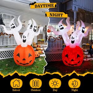 Decorazioni Gonfiabili di Halloween in PVC da 1,8 m a Forma di Zucca Fantasma con Luci LED, Spaventose Decorazioni Gonfiabili da Giardino per le Feste - Product Image 5