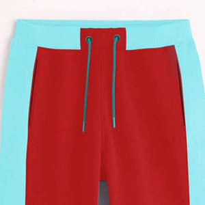 Pantalones Deportivos Rojos para Hombre con Franja Lateral Azul Claro, Cintura Elástica con Cordón, Tejido Transpirable, para Primavera - Product Image 2