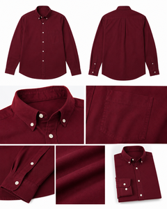 Classic Button <b>Down</b> Men's Formal Solid Color Knitted Cotton Oxford Short Sleeve Shirt - Product Image 5