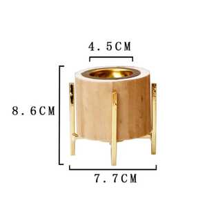 Brûleur d'encens en bois naturel avec support en laiton et cendrier, design tendance, pour Bakhoor et charbon, idéal pour la décoration intérieure et comme cadeau - Product Image 4