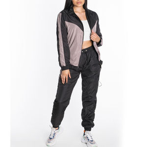 Custom <b>Women's</b> Spring Solid Eco-Friendly Windbreaker Tracksuit Lightweight Waterproof <b>Jacket</b> and Jogger Pants Sportswear Set - Product Image 2