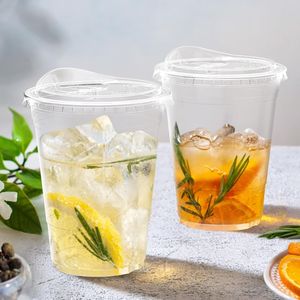 Confezione da 100 Bicchieri in Plastica Trasparente da 16 oz con Coperchi, Robusti e Sicuri per Alimenti, Usa e Getta per Frullati e Caffè Freddo - Product Image 4