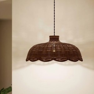 Luxury Premium Handmade Rattan Bell Shape Lamp <b>Shade</b> Rustic Eco-Friendly Ceiling <b>Light</b> Cover for Living Room Bedroom Hotel Decor - Product Image 5