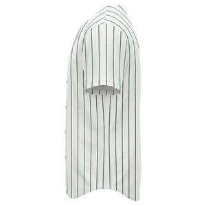 Maillot de baseball d'hiver tendance blanc et vert à fines rayures 100 % polyester séchage rapide avec nom et numéro de l'équipe brodés pour adulte – Tenue de sport athlétique - Product Image 2