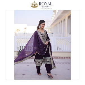 สินค้ามาใหม่ล่าสุด เสื้อผ้าดีไซเนอร์สไตล์ปากีสถาน ชุดกำมะหยี่สำหรับงานปาร์ตี้และเทศกาล ราคาสุดคุ้ม - Product Image 3