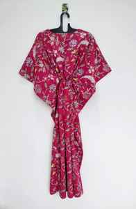 ชุดคลุมอาบน้ำคิโมโนผ้าฝ้ายอินเดีย ทำมือ ใส่สบาย ทรงหลวม เหมาะสำหรับใส่ไปชายหาด ชุดเดรสฤดูร้อนสำหรับผู้หญิง - Product Image 5