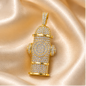 10K <b>Solid</b> <b>Gold</b> Custom Fire Hydrant Moissanite Diamond Statement Necklace <b>Pendant</b> Minimalist Firefighter Hip Hop Charms for Gifts - Product Image 5