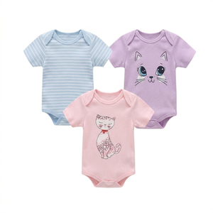 Sunnozy 2026 Nuevo Pelele de Algodón con Estampado Animal para Bebés Niños, Colores Mezclados, Verano, Botones, Manga Corta, Tejido - Product Image 3