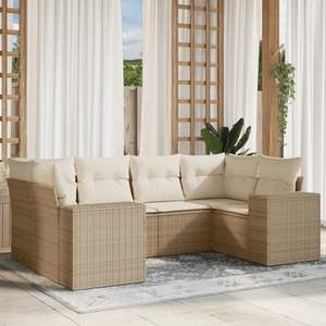 Grand ensemble de canapés de jardin réglables en rotin PE beige, mobilier de jardin ajustable - Product Image 1