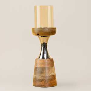 Porte-bougie en métal et bois, décoration élégante faite à la main pour la maison, centre de table rustique, cadeau pour salon, salle à manger, chambre à coucher - Product Image 5