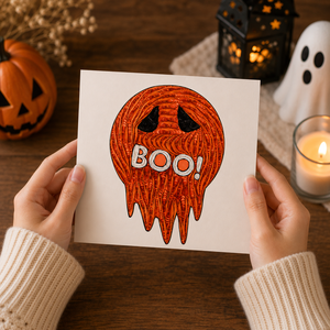 Tarjeta de Felicitación Hecha a Mano con Diseño de Calabaza de Halloween BOO, Tarjeta de Papel Artesanal, Tarjeta de Regalo al por Mayor, Fabricante ODM/OEM de Vietnam - Product Image 4