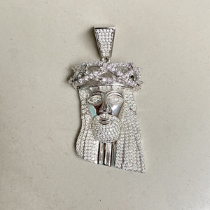 จี้หน้าฮิปฮอปแบบกำหนดเองสำหรับผู้ชาย จี้เพชรโมอิสซาไนต์ VVS ระยิบระยับ เครื่องประดับ 3 มิติ จี้เงินแท้ S925 - Product Image 2